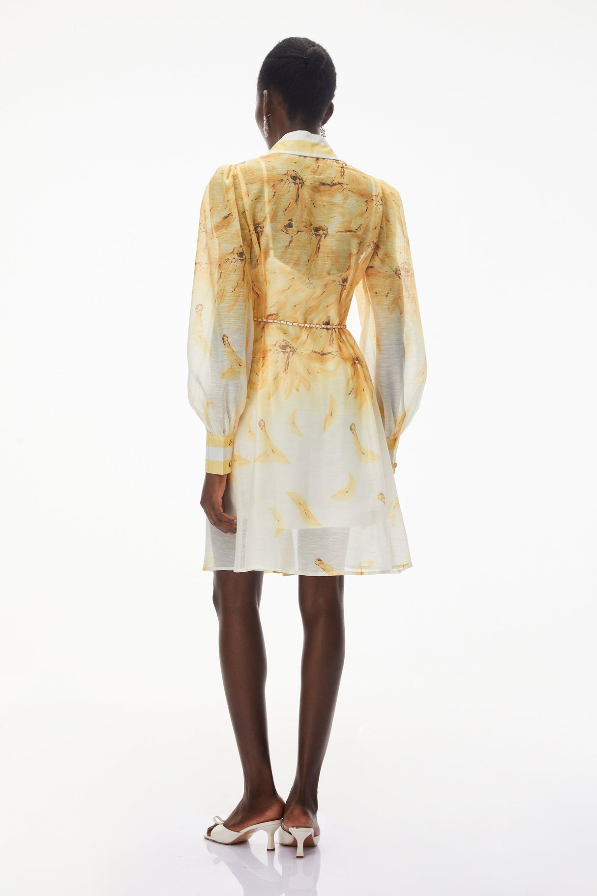 Aurohaya Filomena Yellow Ombre Embellished Mini Dress