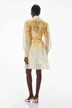 Aurohaya Filomena Yellow Ombre Embellished Mini Dress