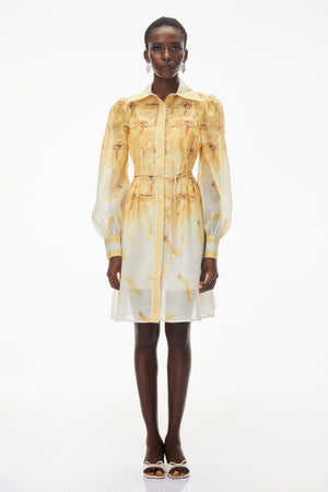 Aurohaya Filomena Yellow Ombre Embellished Mini Dress