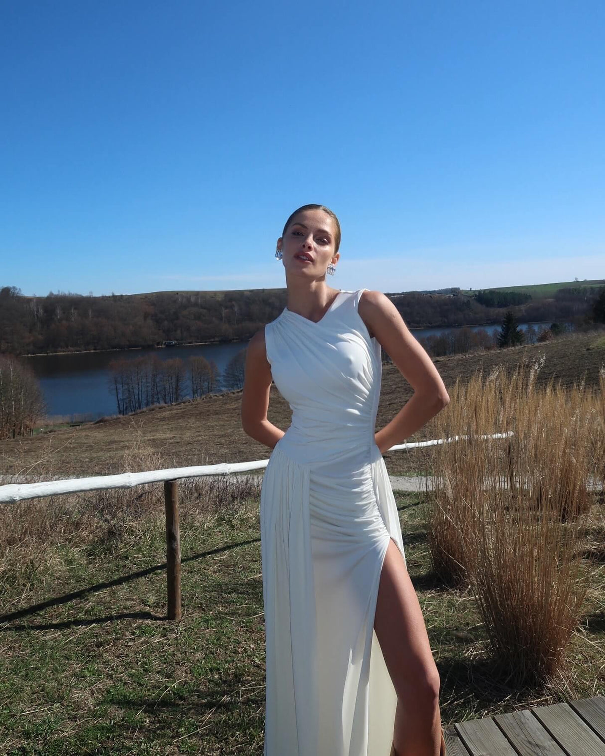 Aurohaya Flavie Ruched Sleeveless Maxi Dress