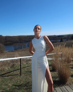 Aurohaya Flavie Ruched Sleeveless Maxi Dress