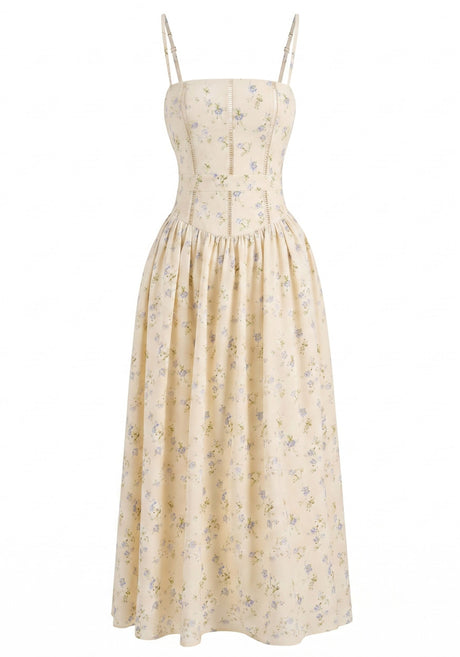 Floral A Line Maxi Dress Yellow