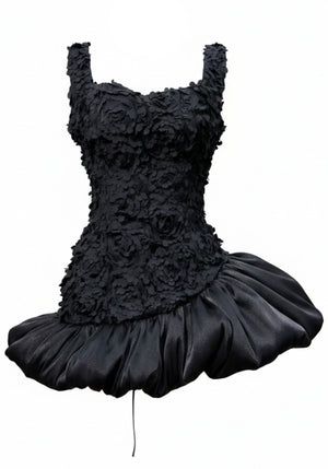 Floral Corset Bubble Dress Black