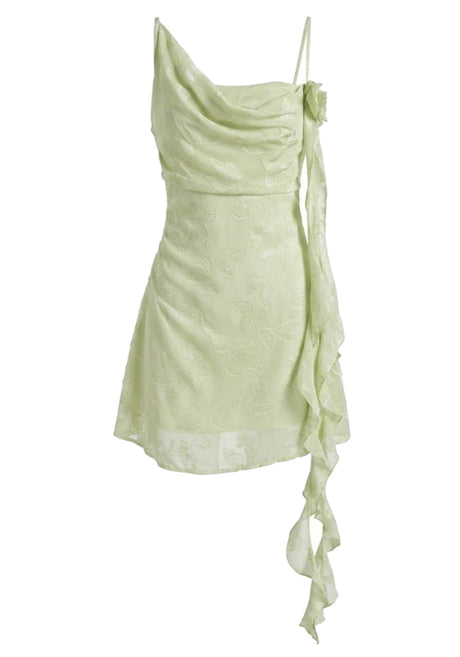 Floral Draped A Line Dress Green