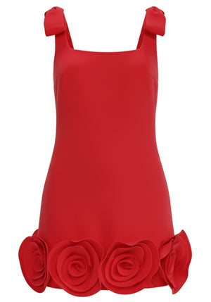 Floral Hem Dress Red