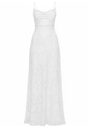 Floral Strappy Back A Line Maxi Dress White