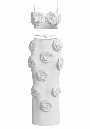 Floral Detail Two Piece Maxi Dress White