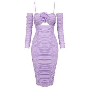 Aurohaya Marion Ruched Midi Dress Light Purple