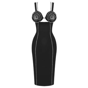 Aurohaya Ariella Bodycon Midi Dress Black