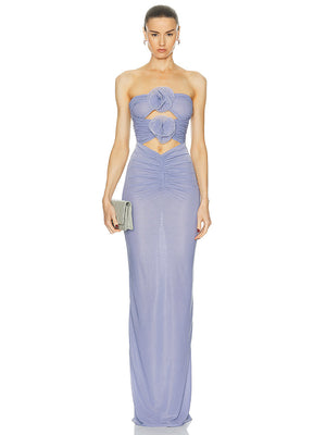 Aurohaya Cressida Strapless Ruched Maxi Dress
