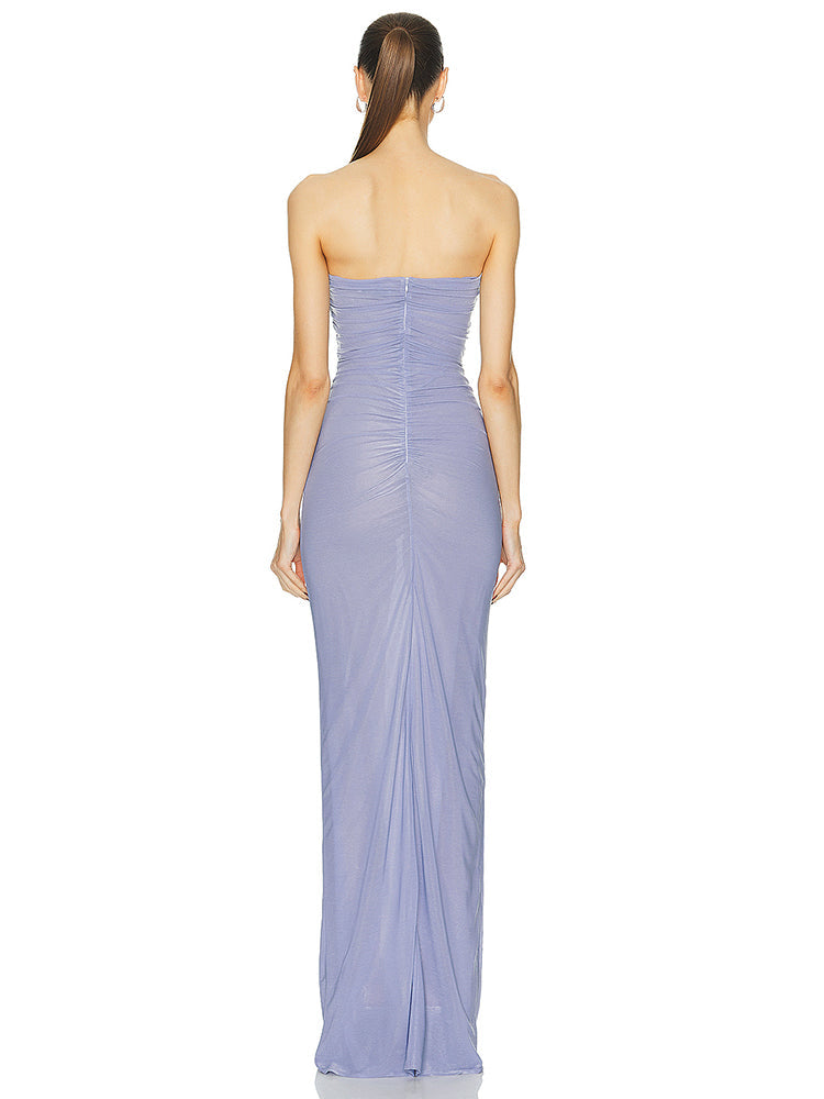 Aurohaya Cressida Strapless Ruched Maxi Dress