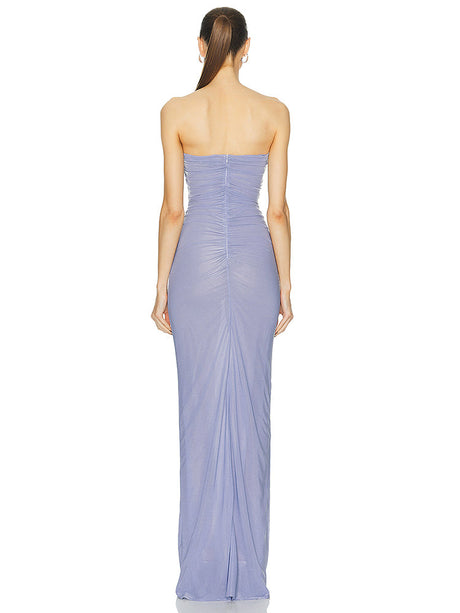 Aurohaya Cressida Strapless Ruched Maxi Dress