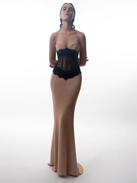 Aurohaya Coralie Strapless Corset Maxi Dress