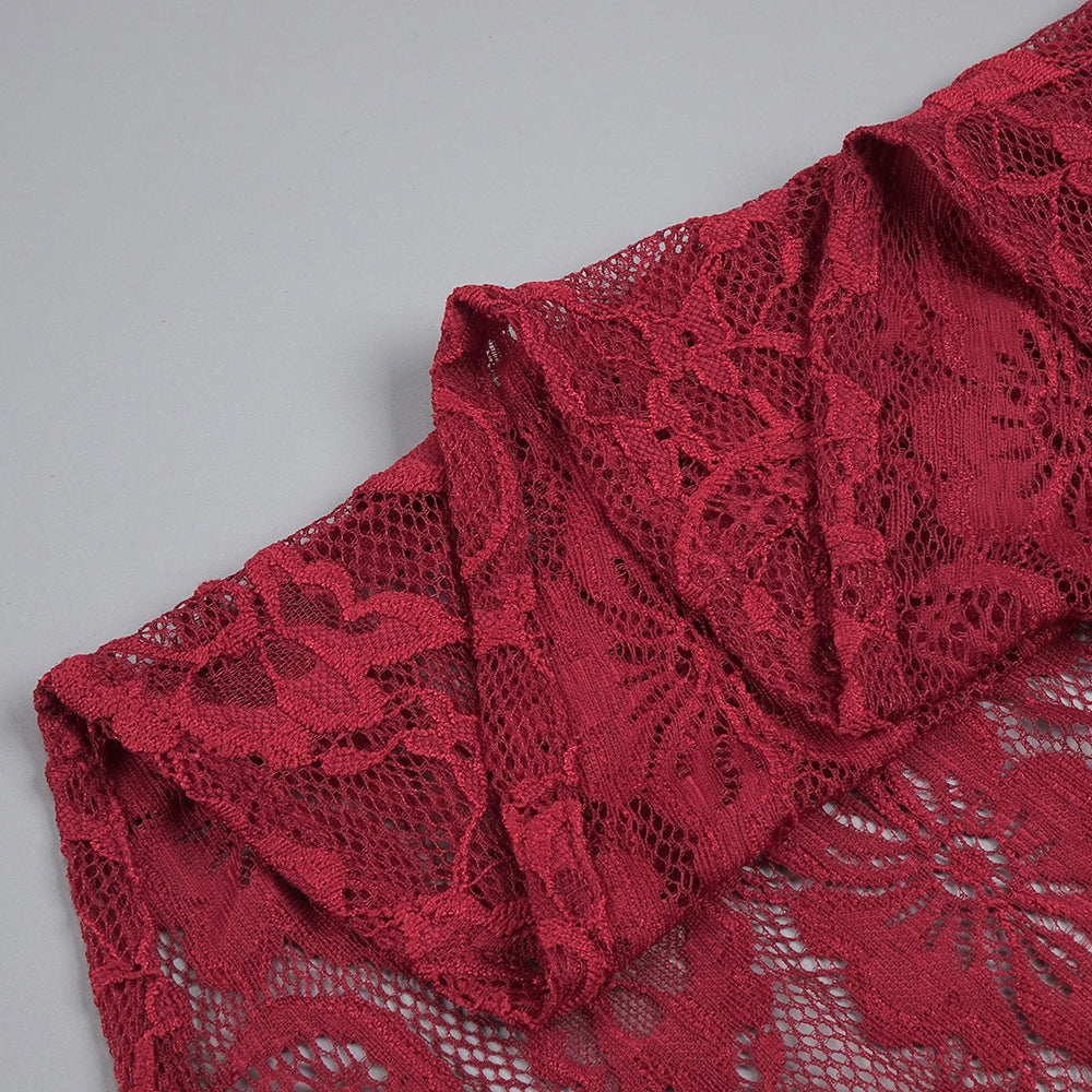 Aurohaya Violaine Lace Halter Maxi Dress