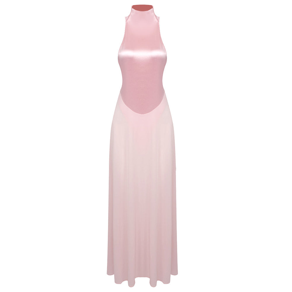 Aurohaya Océane Halter Maxi Dress Pink