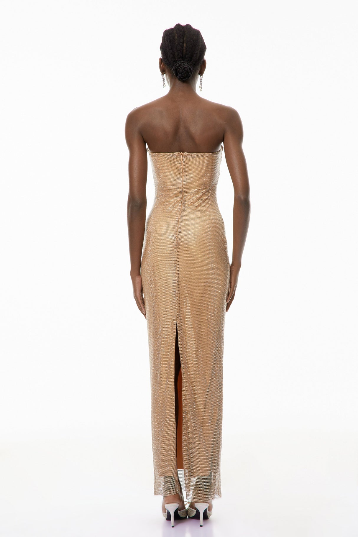 Aurohaya Gabriela Gold Crystal Embellished Maxi Dress