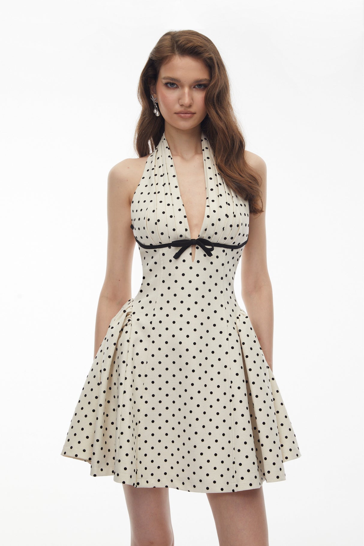 Aurohaya Gitane White Polka Dot Mini Dress