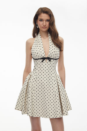 Aurohaya Gitane White Polka Dot Mini Dress