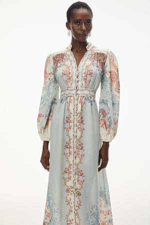 Aurohaya Grace Blue Floral Print Maxi Dress