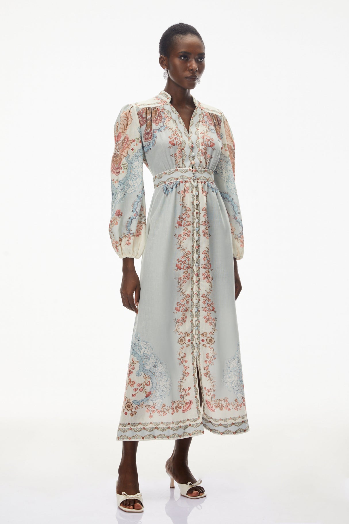 Aurohaya Grace Blue Floral Print Maxi Dress
