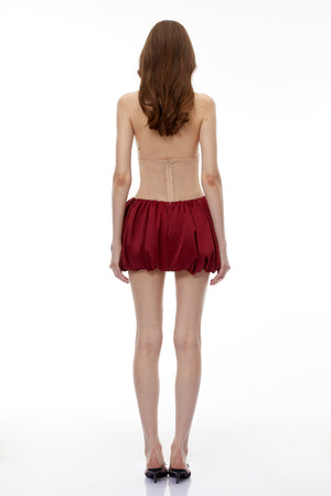 Aurohaya Griselda Red Halterneck Embellished Bubble Mini Dress
