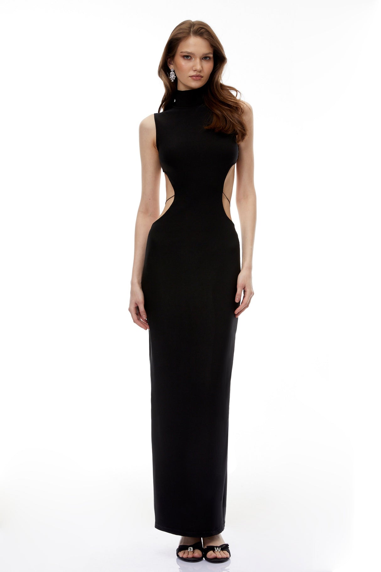 Aurohaya Gwendolen Black Cut-Out Open Back Maxi Dress