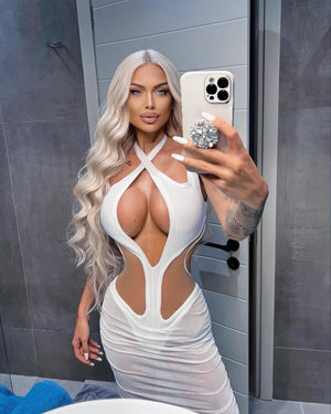 Aurohaya Hortense Cut Out Midi Dress