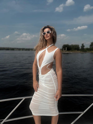 Aurohaya Hortense Cut Out Midi Dress