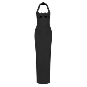 Noisette Halter Cut-Out Bodycon Maxi Dresses Aurohaya Noisette Halter Cut-Out Bodycon Maxi Dresses Aurohaya