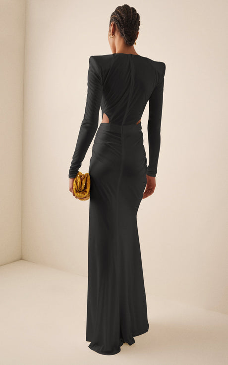 Aurohaya Séraphie Long Sleeve High Slit Maxi Dress