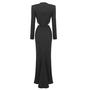 Aurohaya Séraphie Long Sleeve High Slit Maxi Dress
