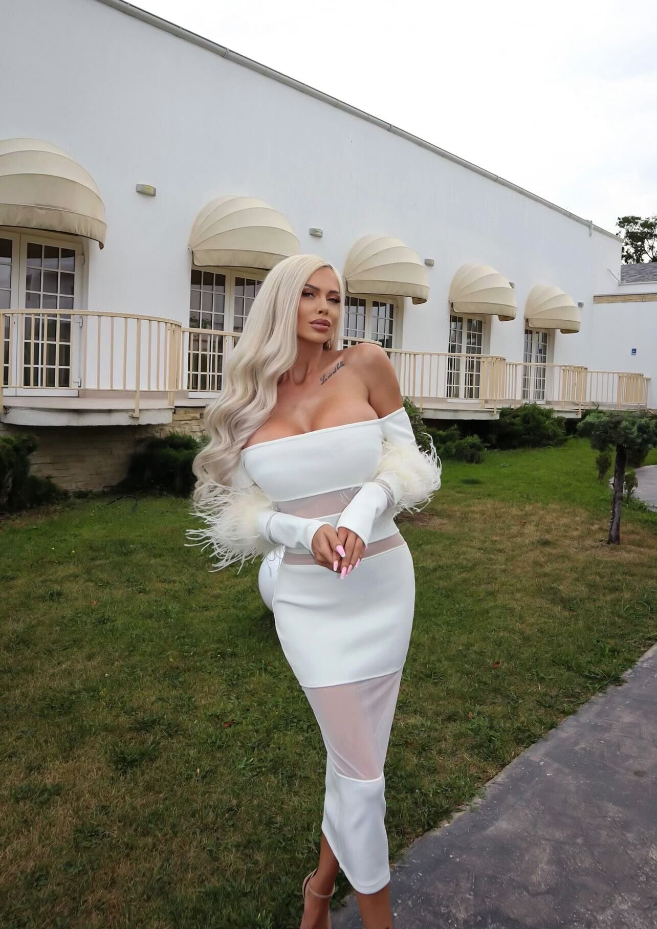 Aurohaya Cosette Off Shoulder Midi Dress