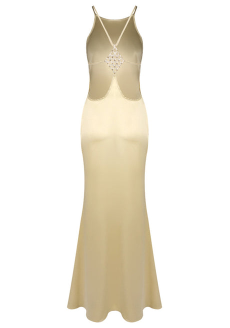 Halter Backless Maxi Dress Gold