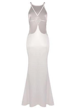 Halter Backless Maxi Dress White