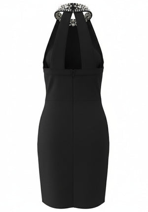 Halter Embellished Dress Black