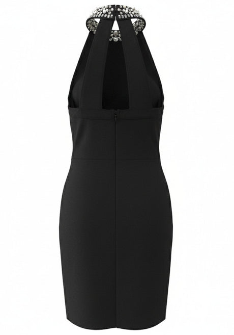 Halter Embellished Dress Black