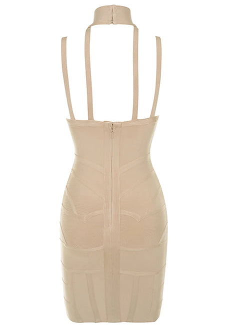 Halter Structured Dress Nude