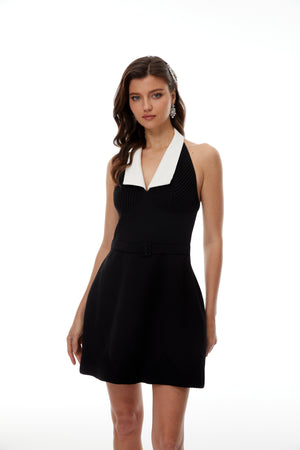 Aurohaya Hazel Black Color Block Mini Dress