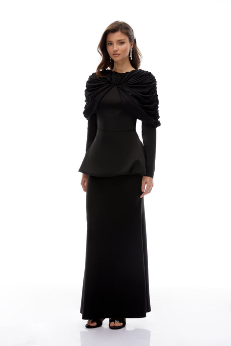Aurohaya Hedda Black Pleated Dress Set