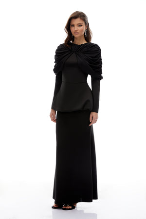 Aurohaya Hedda Black Pleated Dress Set
