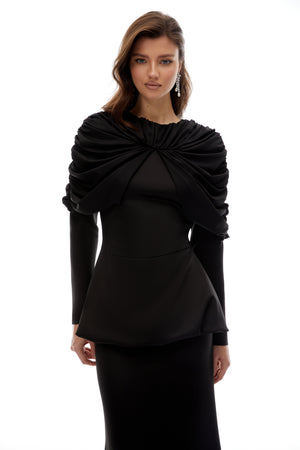 Aurohaya Hedda Black Pleated Dress Set