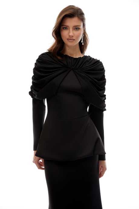 Aurohaya Hedda Black Pleated Dress Set