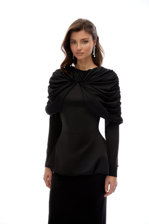 Aurohaya Hedda Black Pleated Dress Set