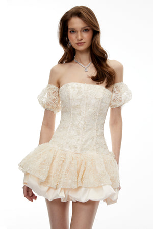 Aurohaya Hilary Neutral Corset Mini Dress