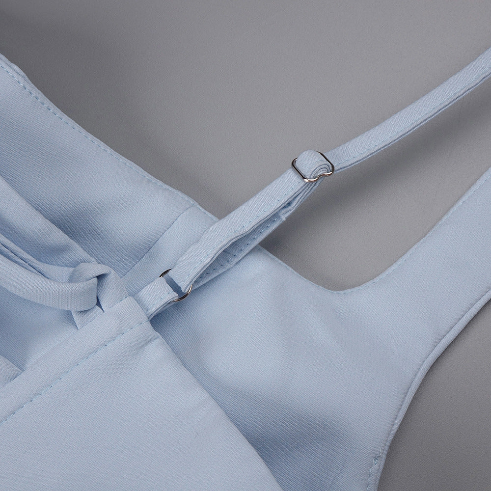 Hortense Square Neck Corset Maxi Dress / Blue