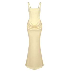 Hortense Square Neck Corset Maxi Dress / Yellow