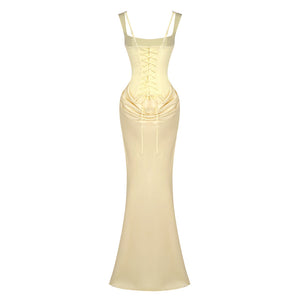 Hortense Square Neck Corset Maxi Dress / Yellow