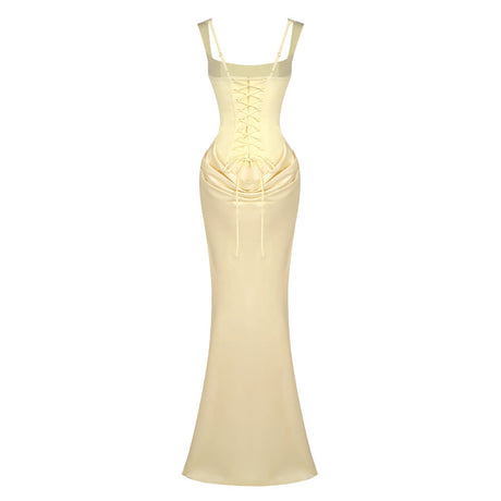 Hortense Square Neck Corset Maxi Dress / Yellow