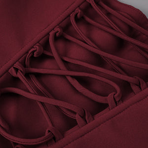Hortense Square Neck Corset Maxi Dress / Red