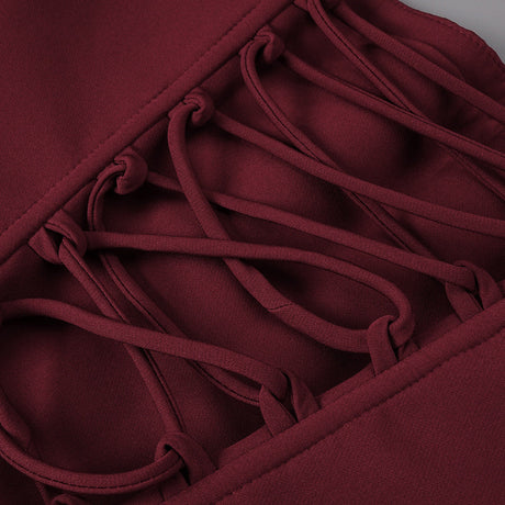 Hortense Square Neck Corset Maxi Dress / Red